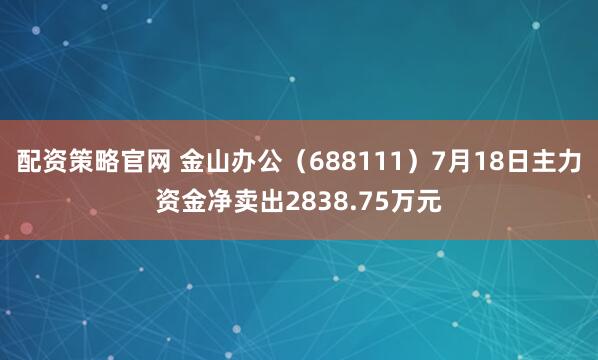配资策略官网 金山办公（688111）7月18日主力资金净卖出2838.75万元