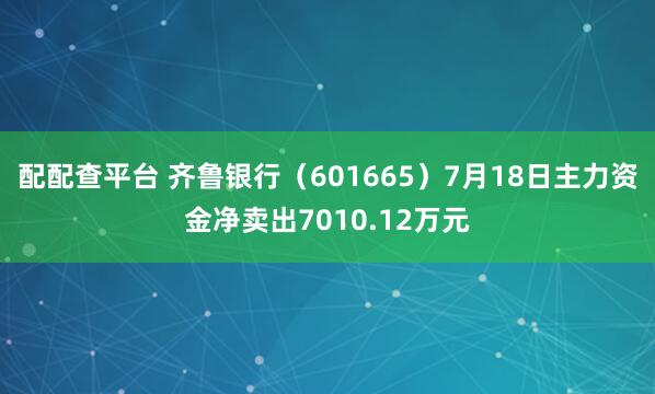 配配查平台 齐鲁银行（601665）7月18日主力资金净卖出7010.12万元
