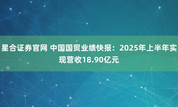 星合证券官网 中国国贸业绩快报：2025年上半年实现营收18.90亿元
